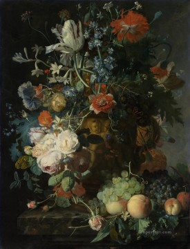 ヤン・ファン・ホイスム Painting - 花と果物のある静物画 1月4日 ヴァン・ホイスム